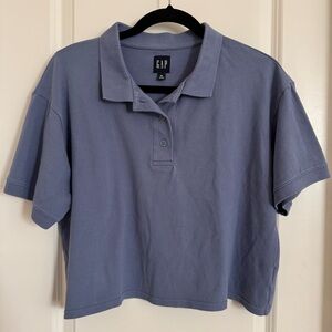 GAP Slate Blue Cropped Polo Shirt, M